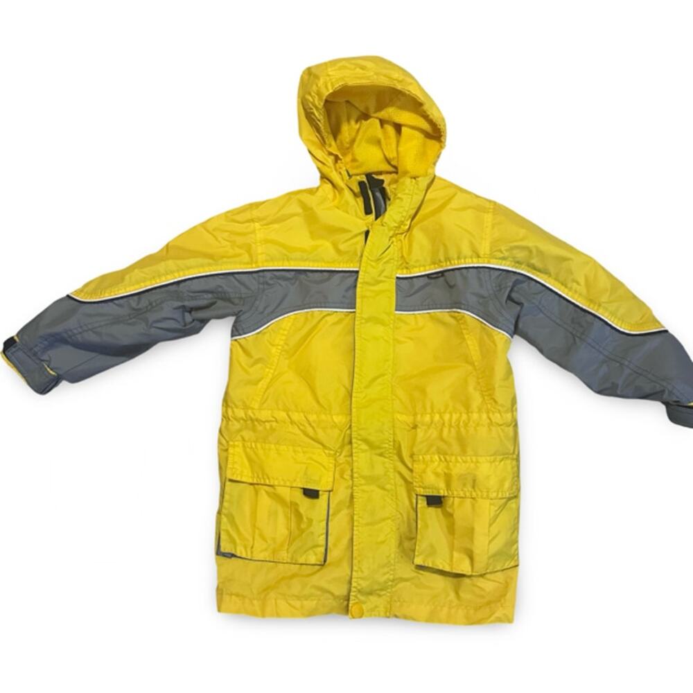 OshKosh Boys Hooded Jacket Size 7 Yellow Gray Lightweight Utility Coat